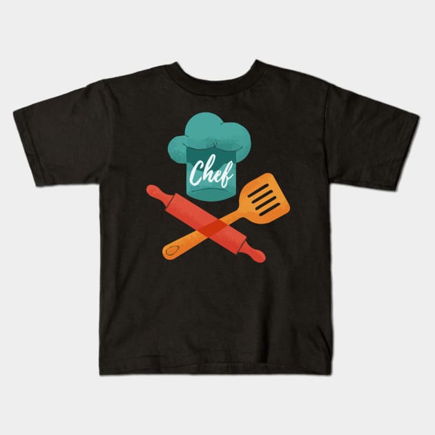 chef hat spatula and rolling Kids T-Shirt by zaiynabhw